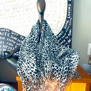 From Amsterdam Designer Claudia Strater Silk Scarf - Black, White & Pale Blue